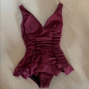 Size 12 profile by gottex dark red swim dress